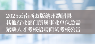 2025云南西双版纳州勐腊县其他行业部门所属事业单位急需紧缺人才考核招聘面试考核公告