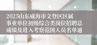 2025山东威海市文登区区属事业单位初级综合类岗位招聘总成绩及进入考察范围人员名单通知