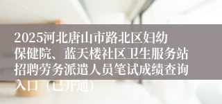 2025河北唐山市路北区妇幼保健院、蓝天楼社区卫生服务站招聘劳务派遣人员笔试成绩查询入口（已开通）