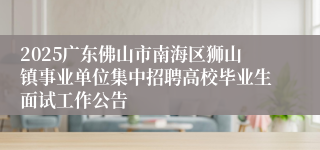 2025广东佛山市南海区狮山镇事业单位集中招聘高校毕业生面试工作公告