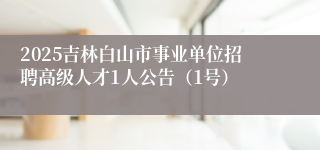 2025吉林白山市事业单位招聘高级人才1人公告（1号）