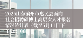 2025山东滨州市惠民县面向社会招聘硕博士高层次人才报名情况统计表（截至5月11日下午16：00）