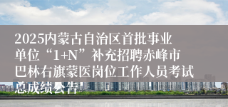 2025内蒙古自治区首批事业单位“1+N”补充招聘赤峰市巴林右旗蒙医岗位工作人员考试总成绩公告