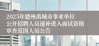 2025年德州禹城市事业单位公开招聘人员递补进入面试资格审查范围人员公告