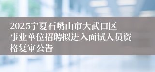 2025宁夏石嘴山市大武口区事业单位招聘拟进入面试人员资格复审公告