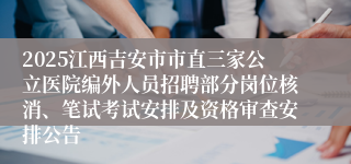 2025江西吉安市市直三家公立医院编外人员招聘部分岗位核消、笔试考试安排及资格审查安排公告