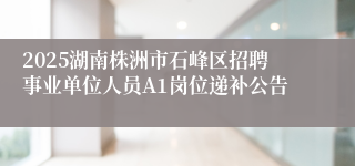 2025湖南株洲市石峰区招聘事业单位人员A1岗位递补公告