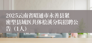 2025云南省昭通市永善县紧密型县域医共体桧溪分院招聘公告（1人）