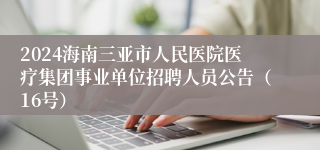 2024海南三亚市人民医院医疗集团事业单位招聘人员公告（16号）