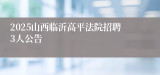 2025山西临沂高平法院招聘3人公告