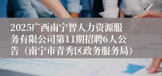2025广西南宁智人力资源服务有限公司第11期招聘6人公告（南宁市青秀区政务服务局）