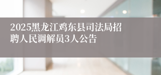 2025黑龙江鸡东县司法局招聘人民调解员3人公告