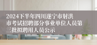 2024下半年四川遂宁市射洪市考试招聘部分事业单位人员第三批拟聘用人员公示