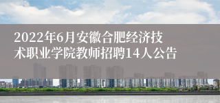 2022年6月安徽合肥经济技术职业学院教师招聘14人公告