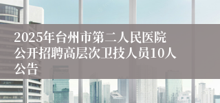 2025年台州市第二人民医院公开招聘高层次卫技人员10人公告