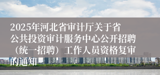 2025年河北省审计厅关于省公共投资审计服务中心公开招聘（统一招聘）工作人员资格复审的通知