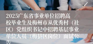 2025广东省事业单位招聘高校毕业生及梅州市从优秀村（社区）党组织书记中招聘基层事业单位人员（梅县区岗位）面试公告