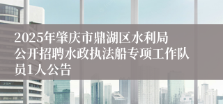 2025年肇庆市鼎湖区水利局公开招聘水政执法船专项工作队员1人公告