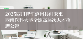 2025四川智汇泸州共创未来西南医科大学全球高层次人才招聘公告