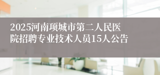 2025河南项城市第二人民医院招聘专业技术人员15人公告
