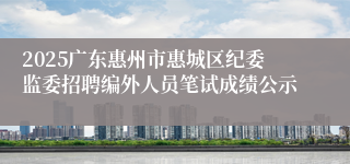 2025广东惠州市惠城区纪委监委招聘编外人员笔试成绩公示