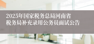 2025年国家税务总局河南省税务局补充录用公务员面试公告