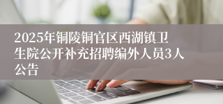 2025年铜陵铜官区西湖镇卫生院公开补充招聘编外人员3人公告