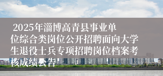  2025年淄博高青县事业单位综合类岗位公开招聘面向大学生退役士兵专项招聘岗位档案考核成绩公告