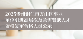 2025贵州铜仁市万山区事业单位引进高层次及急需紧缺人才资格复审合格人员公示