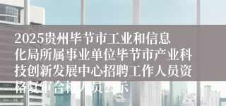 2025贵州毕节市工业和信息化局所属事业单位毕节市产业科技创新发展中心招聘工作人员资格复审合格人员公示