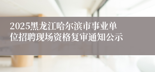 2025黑龙江哈尔滨市事业单位招聘现场资格复审通知公示