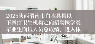 2025陕西渭南市白水县县以下医疗卫生机构定向招聘医学类毕业生面试人员总成绩、进入体检人员名单及体检安排公告