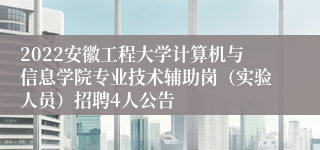 2022安徽工程大学计算机与信息学院专业技术辅助岗（实验人员）招聘4人公告