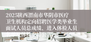 2025陕西渭南市华阴市医疗卫生机构定向招聘医学类毕业生面试人员总成绩、进入体检人员名单及体检安排公告