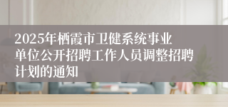 2025年栖霞市卫健系统事业单位公开招聘工作人员调整招聘计划的通知