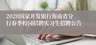 2020国家开发银行海南省分行春季校园招聘实习生招聘公告