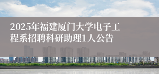 2025年福建厦门大学电子工程系招聘科研助理1人公告