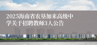 2025海南省农垦加来高级中学关于招聘教师3人公告