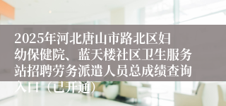 2025年河北唐山市路北区妇幼保健院、蓝天楼社区卫生服务站招聘劳务派遣人员总成绩查询入口（已开通）