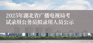 2025年湖北省广播电视局考试录用公务员拟录用人员公示