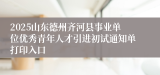 2025山东德州齐河县事业单位优秀青年人才引进初试通知单打印入口