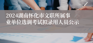 2024湖南怀化市文联所属事业单位选调考试拟录用人员公示