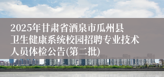 2025年甘肃省酒泉市瓜州县卫生健康系统校园招聘专业技术人员体检公告(第二批)