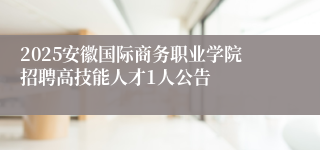 2025安徽国际商务职业学院招聘高技能人才1人公告