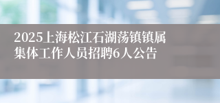2025上海松江石湖荡镇镇属集体工作人员招聘6人公告