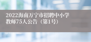 2022海南万宁市招聘中小学教师75人公告（第1号）