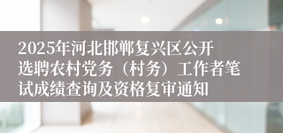 2025年河北邯郸复兴区公开选聘农村党务（村务）工作者笔试成绩查询及资格复审通知