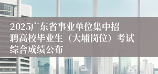 2025广东省事业单位集中招聘高校毕业生（大埔岗位）考试综合成绩公布