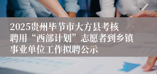 2025贵州毕节市大方县考核聘用“西部计划”志愿者到乡镇事业单位工作拟聘公示
