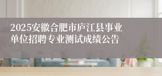 2025安徽合肥市庐江县事业单位招聘专业测试成绩公告